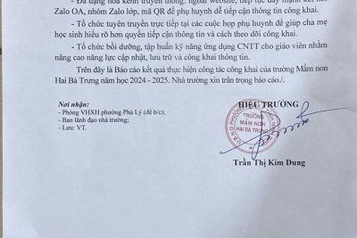 Báo cáo kết quả thực hiện công tác công khai năm học 2024-2025
