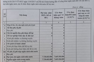 Quyết định về việc công bố, công khai quyết toán năm 2025 trường mầm non Hai Bà Trưng