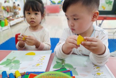 Với chủ đề: Thế giới động vật, các con lớp A3 được: Cắt, dán con vịt.